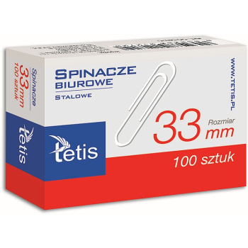 Spinacze okrągły 33mm 100 szt Tetis